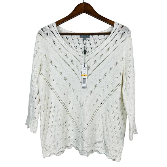 NEW! Joseph A Open Knit Sweater Top Tunic - S - Picture 1 of 4